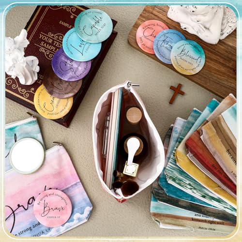Bright Christian Gifts Women Makeup Bag Set with Bible Verse Compact Mirrors - Bible Variation