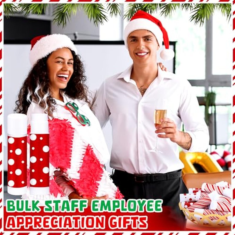 100 Pcs Christmas Candy Flavor Lip Balms Peppermint Candy Party Favors Christmas Stocking Stuffers for Women Xmas Party Thank You Gifts Bulk Items for Employee Staff Coworkers Teacher Holiday