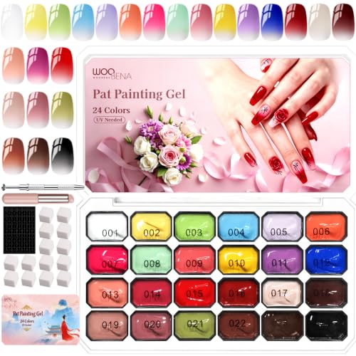 24-Color Ombre Gel Nail Polish Kit with Pat Pat Gel and Sponges - DIY Gradient Nails B