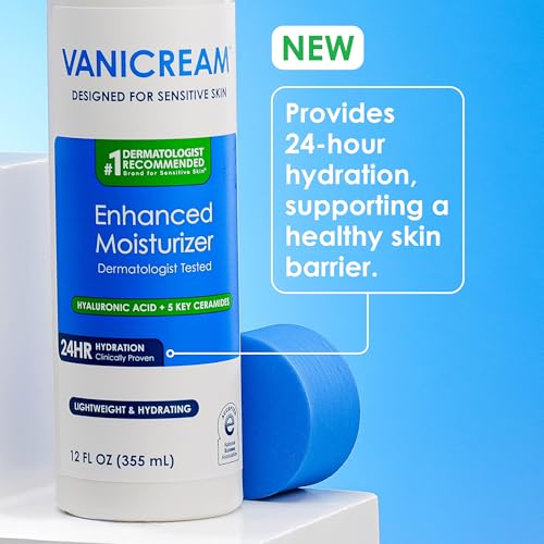 Vanicream Enhanced Moisturizer, 12 fl oz, Formulated without Common Irritants, Body Moisturizer, All-Day Hydration with Hyaluronic Acid, Glycerin & Ceramides for Sensitive Skin