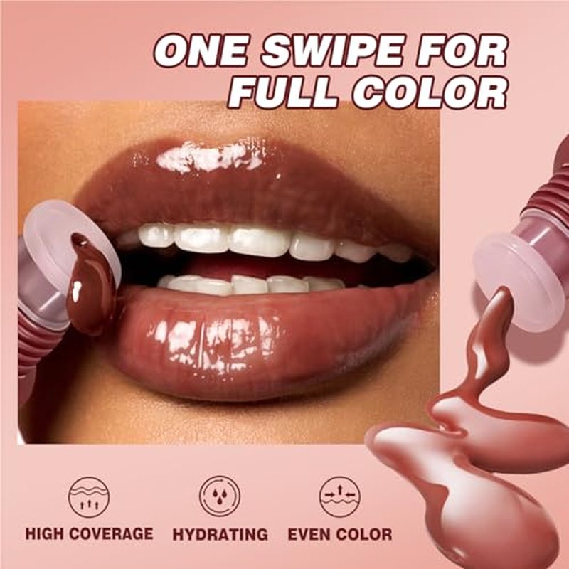 4-Piece Hydrating Lip Gloss Set, High Shine Glass Finish Plumping Lip Jam, Moisturizing Jelly Lipstick Gift for Women