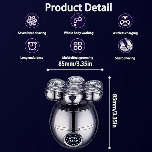 Upgrade 7 Heads Men¡¯s 5-in-1 Electric Head Shaver for Bald Men,Multifunctional Electric Razor for Men£¬Cordless Rechargeable Travel Groomin Hair Trimmer Kits