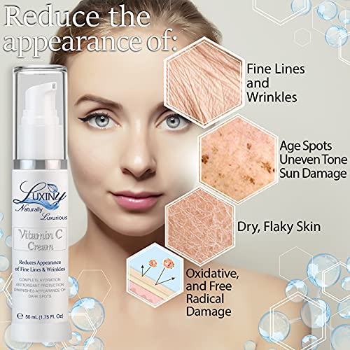 Luxiny Vitamin C Face & Neck Moisturizer with Jojoba & Squalane - Anti-Aging, Hyperpigmentation Reduction, Day & Night Hydrating Cream