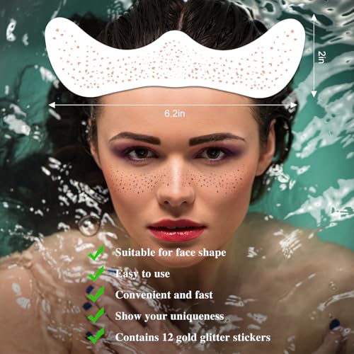 Rose Gold Freckle Patches - 12 Count Cosmetic Speckles - Self-Adhesive Face Decor, Cute Glitter Makeup Accessories for Women, Glam Up Your Look with Makelip Patches