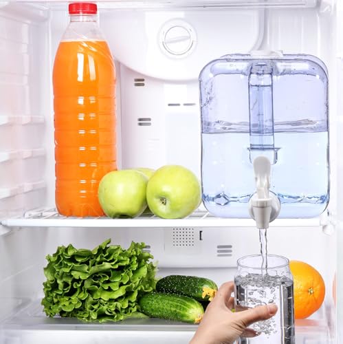 Blue 2 Gallon Refrigerator Water Dispenser 4 Pack - Spill-Proof Drink Bottles