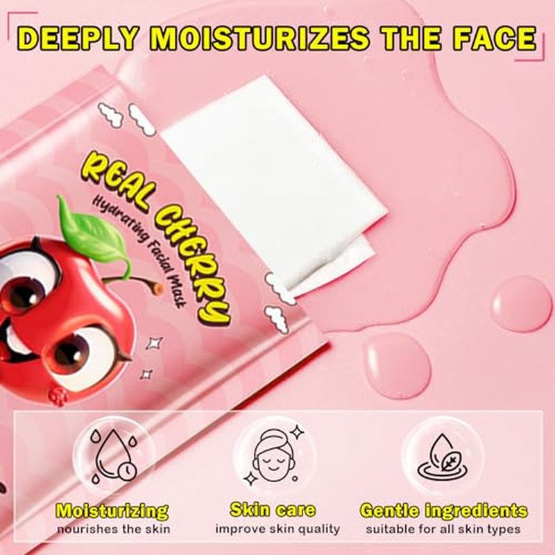 10 Pack Kids Face Masks Spa,Fruit Face Masks Skincare for Kids,Moisturize Facial Masks for Women Skin Care,Christmas Birthday Gifts for Teen Girls,Suitable for All Skin Types