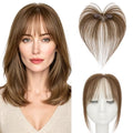 Clip-In Human Hair Bangs for Women - Medium Brown, Wispy & Seamless, 9g