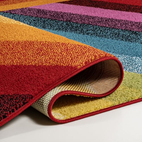 Jonathan Y Retro Rainbow Stripe Indoor Area Rug 5'3" x 7'7" – 5x8, Non-Shedding, Easy-Cleaning