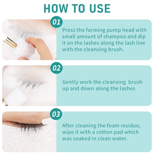 Lash Shampoo Bulk, Eyelash Cleanser for Extensions 2 Liters, Dispenser Pump, Safe Makeup Remover, Non-irritating or Burning Eyelid Foaming Cleanser for Professional Salon and Home Use (Unscented-2L)