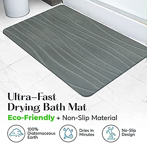 Stone Bath Mat for Bathroom Dries in Seconds - Diatomaceous Earth, Gray - Variation of THIS listing