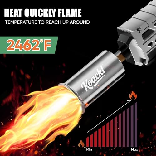 KOACKL 2 Pack 24-Inch Propane Torch Gun with Adjustable Flame for BBQ & Camping, Silver & Black
