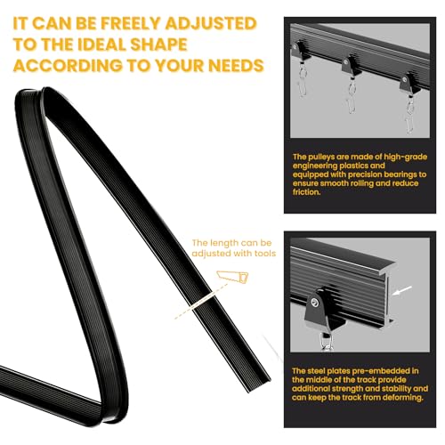 Black Room Divider Curtain Set with Flexible Ceiling Track - 100W x 96L, 1 Pack