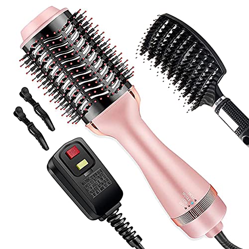 4-in-1 Hot Air Brush with Negative Ion for Hair Drying, Straightening & Curling
