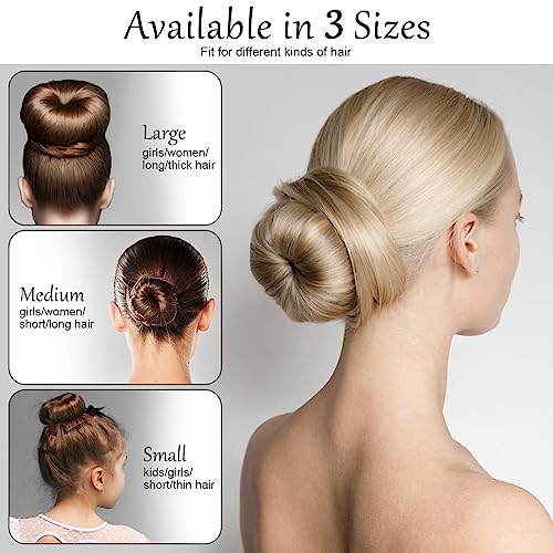 Hair Bun Maker Donuts 12 Pcs Set - Medium 2.75 in Sock Bun Shapers for Long Hair