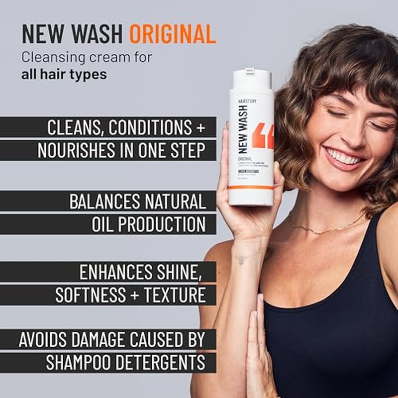 Hairstory New Wash Original Refill, Cleansing Cream for All Hair Types, Detergent Free Shampoo & Conditioner Alternative, Promotes Scalp Health, 8oz
