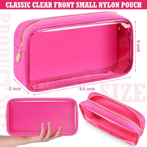 Hushee 4 Pack Small Clear Nylon Makeup Bags for Women Travel & Gifts