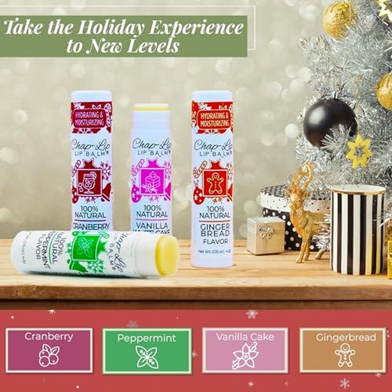 100% Natural Lip Balm Set - Beeswax Natural Christmas Gifts for Her - Lip Moisturizer for Dry Lips, Cocoa Butter - Petroleum Free, 24 Count, 2 Pack