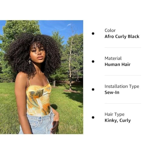 Mongolian Afro Kinky Curly Human Hair Bundles 16 18 20 Inch Natural Color - 3 Bundles