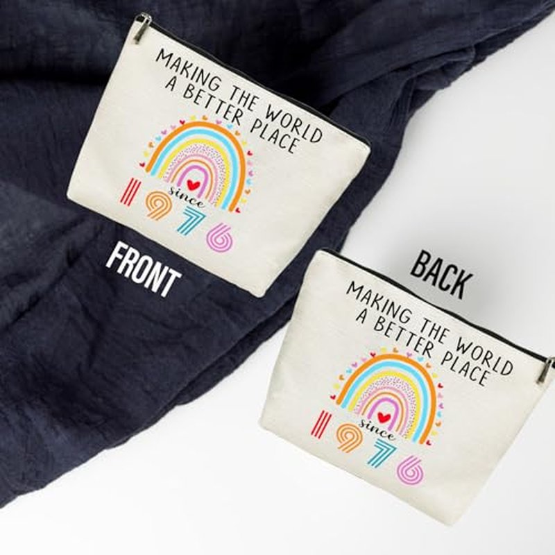 Happy 50th Birthday Gifts for Women Her Cosmetic Bags, 50th Birthday Decorations Makeup Bag, Best 1976 Anniversary 50 Year Old Gift Ideas for Wife, Mom (1976)