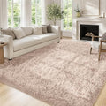 8x10 Beige Shag Area Rug - Ultra Soft Fluffy Bedroom & Living Room Carpet with Non-Slip Backing