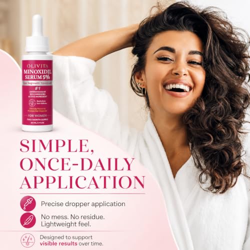 OLIVITA 5% Minoxidil Hair Regrowth Serum for Women & Men - 2 Pack, 4 Fl Oz Each