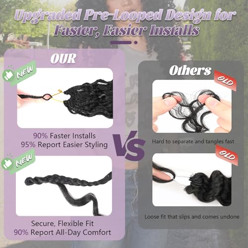 8 Packs Prelooped Boho Gogo Curl Crochet Hair(14 Inch,1B#)