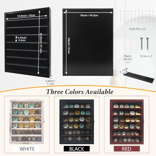 Black 18x24 Wooden Shadow Box Frame with Removable Shelves - Deep Display Case for Medals Keepsakes