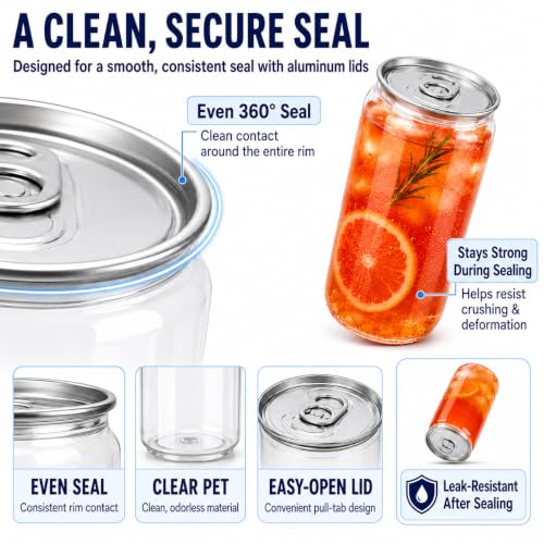 11.2 oz Plastic Can Cups with Lids - 100 Pack, Clear PET Beverage Containers