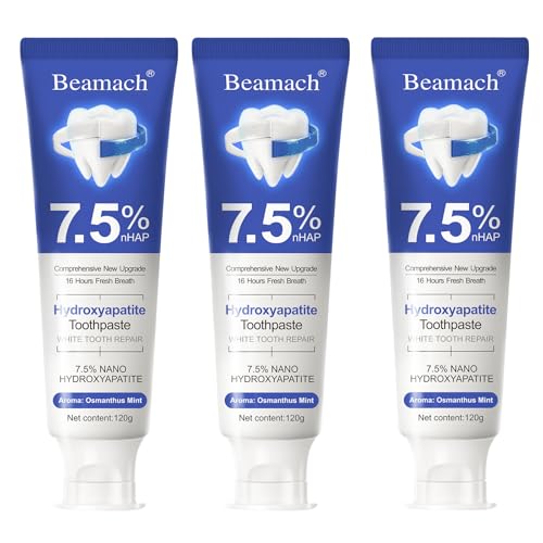 Hydroxyapatite Toothpaste for Enamel Repair & Whitening - Mint Flavor, 3 Pack - Fluoride-Free, Probiotic Formula