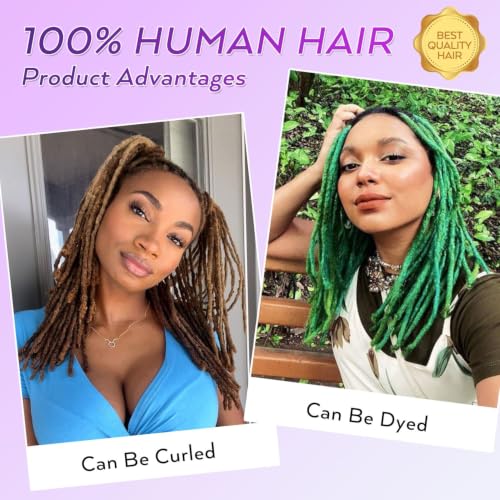 8-Inch Human Hair Dreadlock Extensions T27/613# - 0.6CM Width, 30 Strands, Full Head
