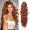Isaic 30 Inch Claw Clip Ponytail Extension Ginger Copper - Volumizing Wavy Hairpiece for Thin Hair