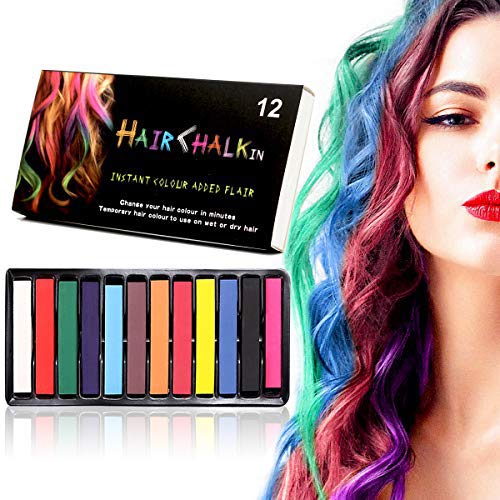 Temporary Hair Chalk Washable Hair Color for Kids, Teens, Halloween Cosplay Parties 12 Bright Colors Hair Dye Comb,Birthday Gift Christmas Gift for girls boys