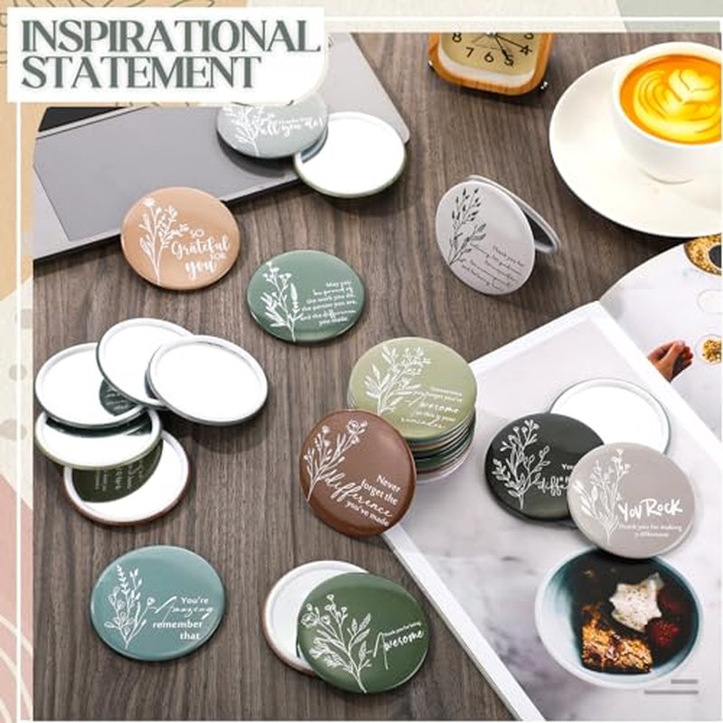 Kigley 50 Pcs Inspirational Gifts for Women Bulk Compact Mirrors Mini Portable Pocket Mirrors Employee Appreciation Gifts for Office Staff Work Team Nurses Teachers Coworkers
