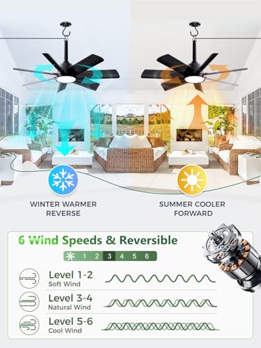 Outdoor Ceiling Fan with Light & Remote - 28 Inch Black for Gazebo & Patio - Variation 2