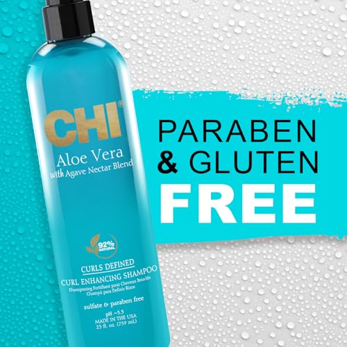 Chi Aloe Vera Curl Enhancing Shampoo, Gently Cleanses & Increases Moisture For Curly Hair, Sulfate, Paraben, & Cruelty-Free, 11.5 Oz