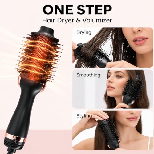 4-in-1 Hair Dryer Brush for Smooth Blowouts - Rose Gold