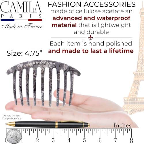 Camila Paris Grey 4.75-Inch French Twist Hair Comb with Crystals
