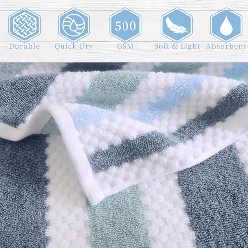 Blue Gray & White Waffle Cotton Washcloth Set - 6 Pack, 13x13 Inches