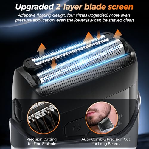 Vylto Electric Foil Shaver for Men - Black Silver, 3D Floating Heads & Precision Blades