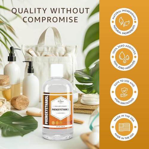 PHENOXYETHANOL Preservative Liquid (16 oz) Paraben-Free; Formaldehyde-Free; Water & Oil Soluble | Suitable for Soap Making, Lotions, Conditioners, Creams | Keeps Products Fresh & Safe | 16 Ounces