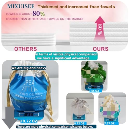 70 Count Disposable Cotton Face Towels with Hanging Design - Soft, Sensitive Skin Friendly