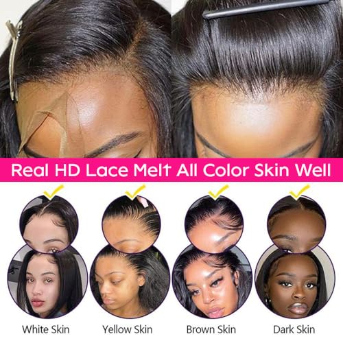 Natural Black 18 Inch 13x6 HD Lace Frontal Human Hair - Pre Plucked & Invisible Swiss Lace