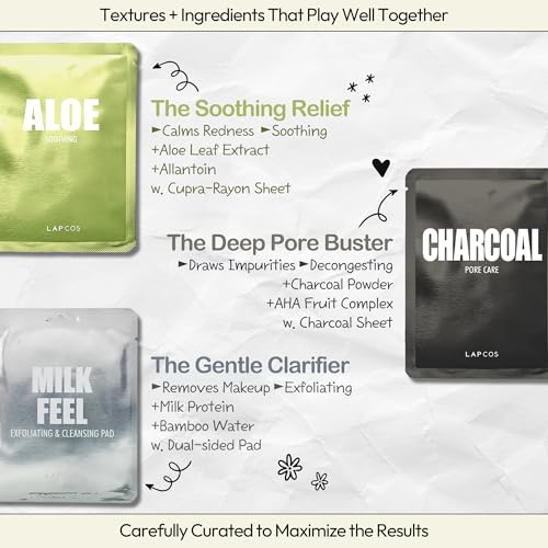 K-Beauty Daily Sheet Face Mask Pack of 8 - Collagen, Honey, Charcoal & More - Version 1