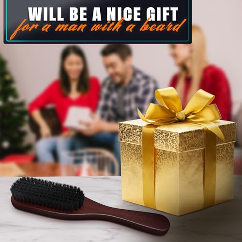 Mens Beard Brush with Handle ? Soft Boar Bristle Beard Brush for Men, 9" Wooden Design for Beards, Mustaches & Slick Back Hair ? Comfortable Grip, Styling Control, for Daily Grooming & Barbershop Use