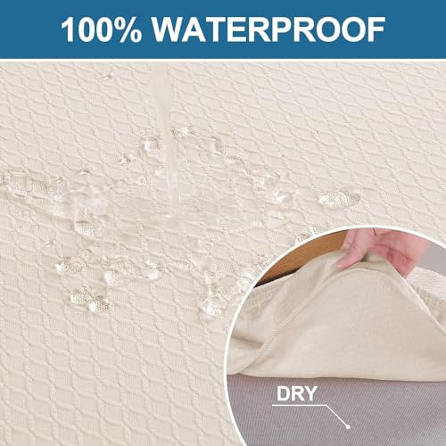 Smiry Waterproof Beige Dining Chair Seat Covers Set of 8