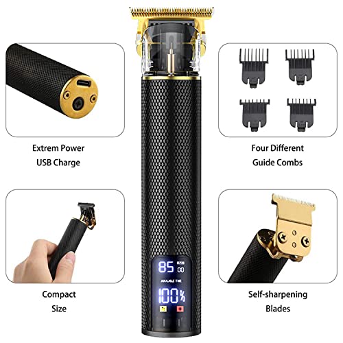 Rechargeable Men’s Hair Clippers with T-Blade & LCD Display - Black