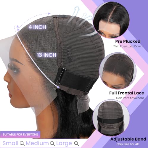 Black Human Hair Short Bob Wig 8 Inch 13x4 Lace Front Pre Plucked Natural Hairline