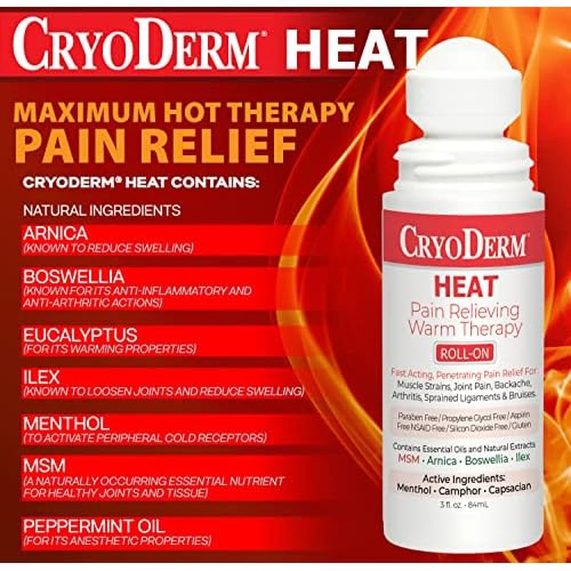CryoDerm Heat Lotion 3 oz Roll On