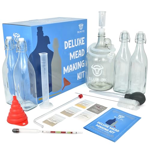 Blue Ox Brewing Deluxe Mead Making Kit with Bottles & Hydrometer - Bue Variation