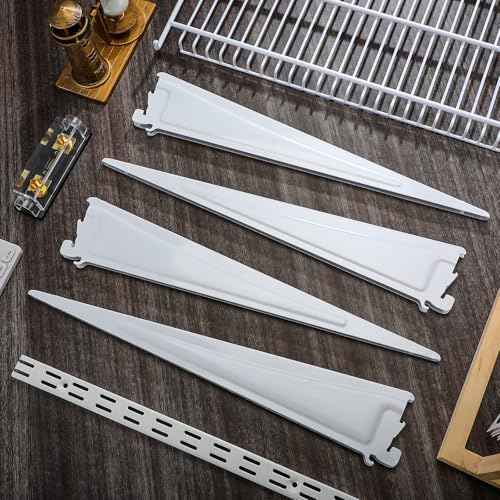 Wonderjune 20 Pcs White Adjustable Locking Shelf Brackets 16 Inch Heavy Duty Wire Shelving